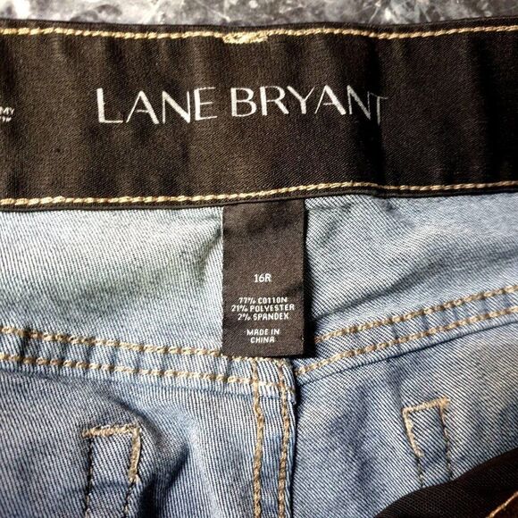 Lane Bryant High Rise Jeans16R Blue Distressed Denim Skinny Tighter Tummy Tech - Picture 5 of 7